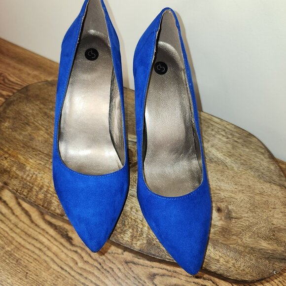 NWOB Blue Faux Suede Stiletto Heels Size 8/8.5 - Picture 3 of 10